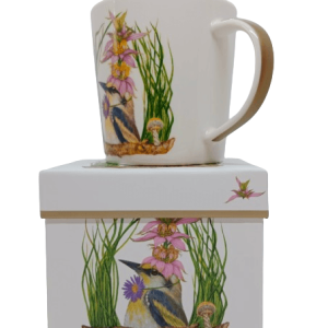 mug La mésange bleue au chapeau fleuri rose